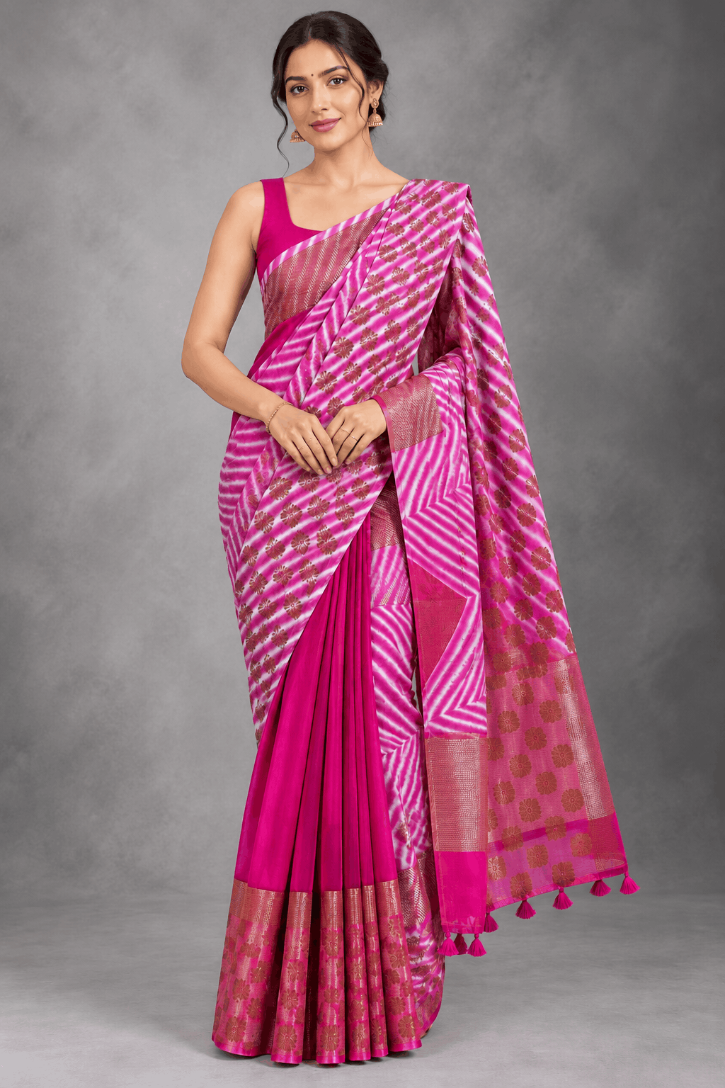 Pink Shibori Semi Tussar Saree 110