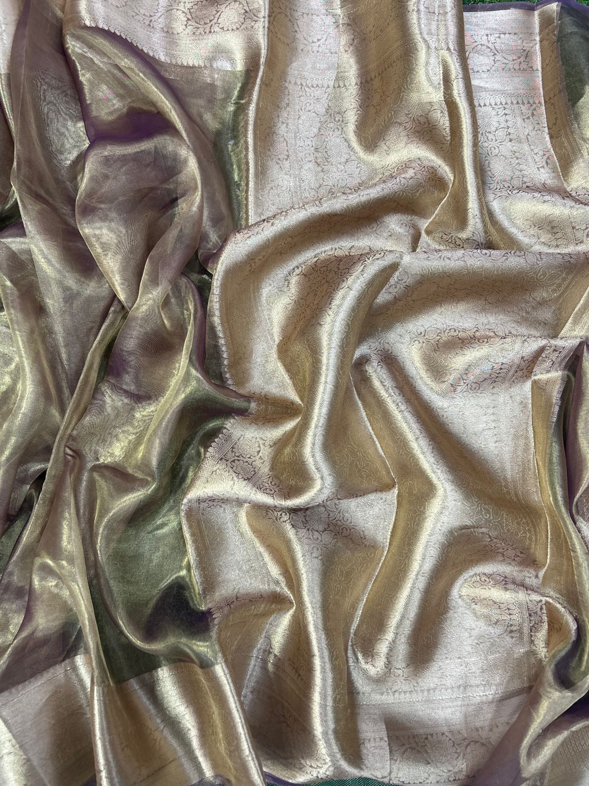 Purple 01 plain pure tissue saree