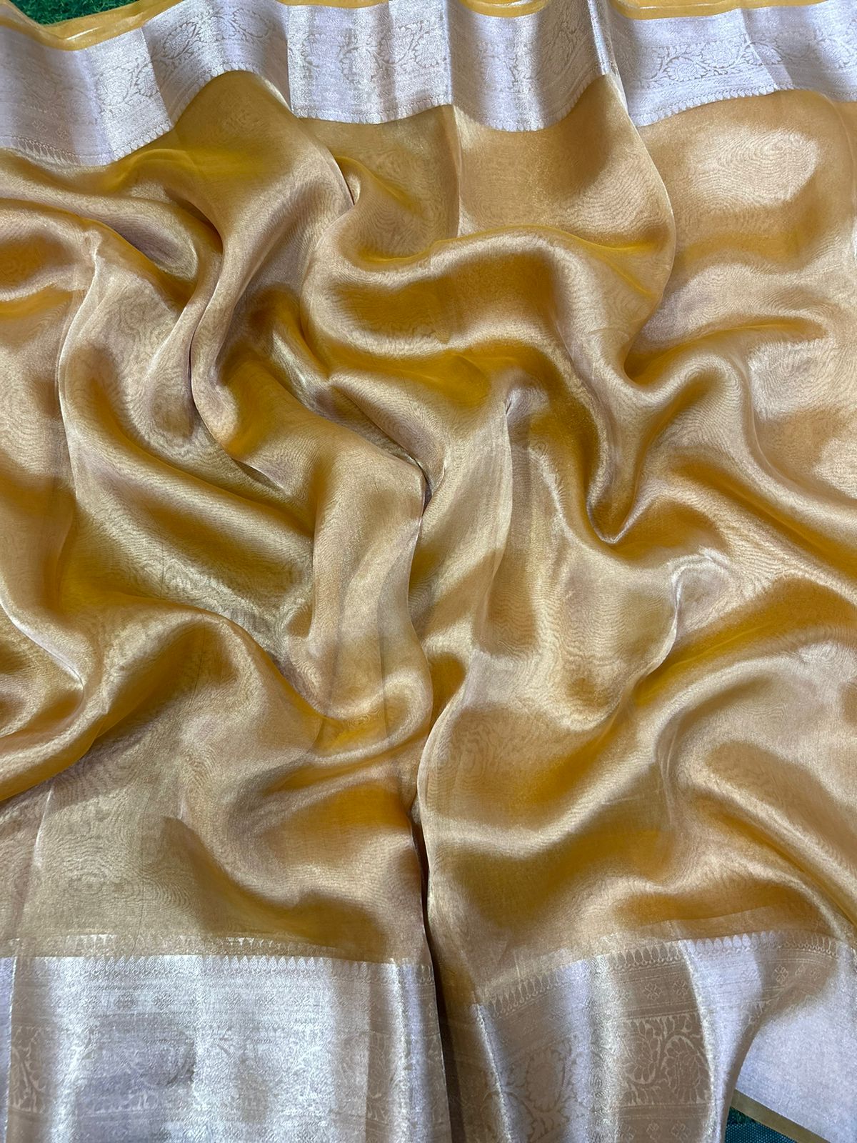 Yellow golden 01 plain pure tissue saree