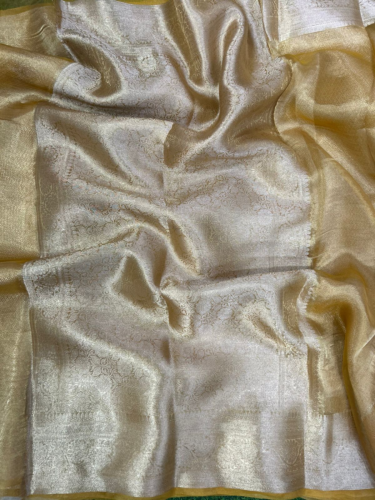 Yellow golden 01 plain pure tissue saree