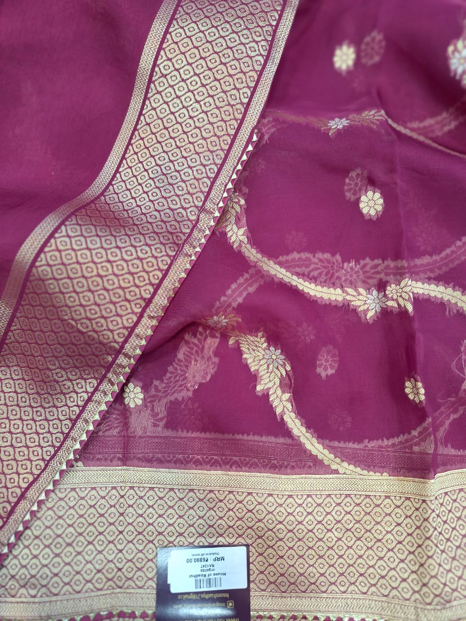 Wine leheriya organza saree – House of Raadhya