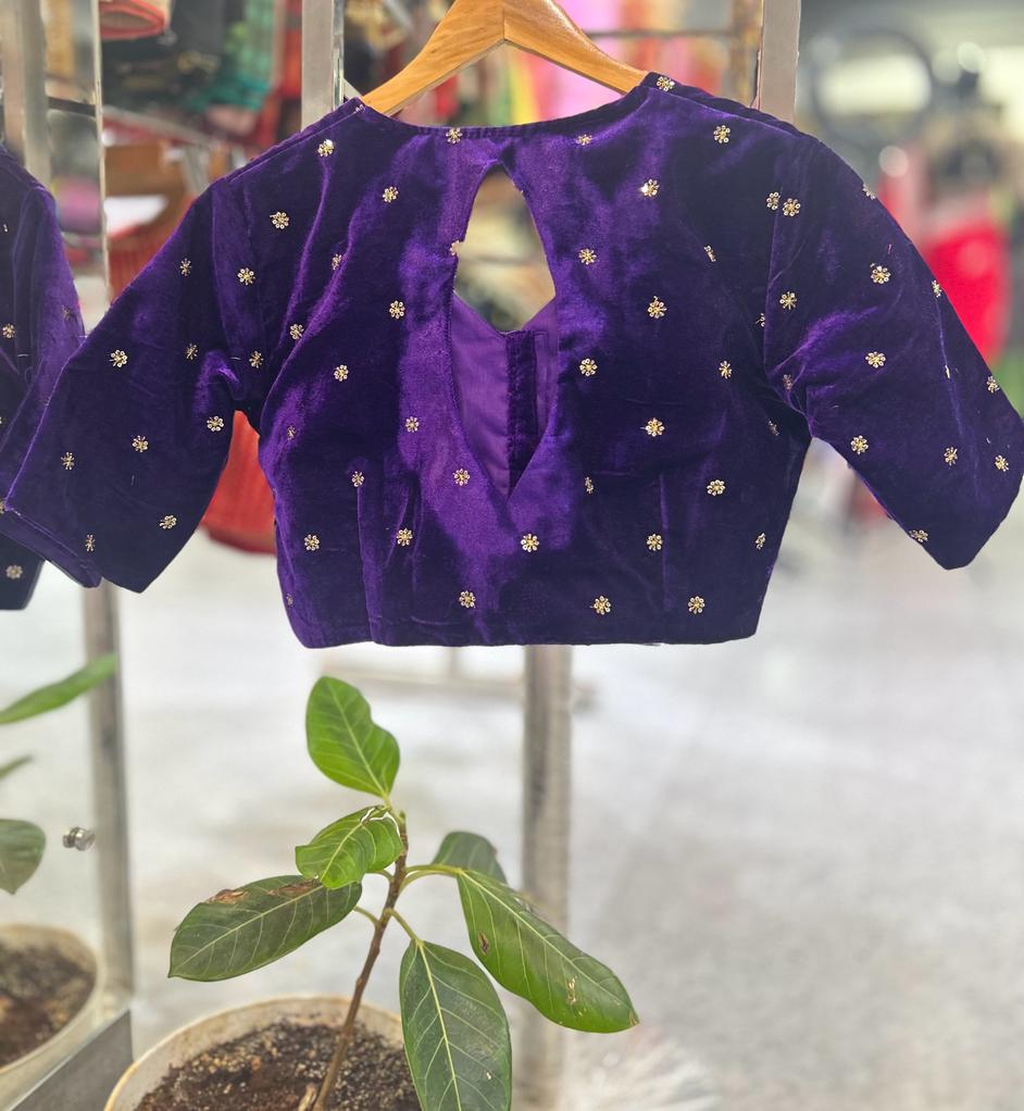 Purple velvet designer blouse