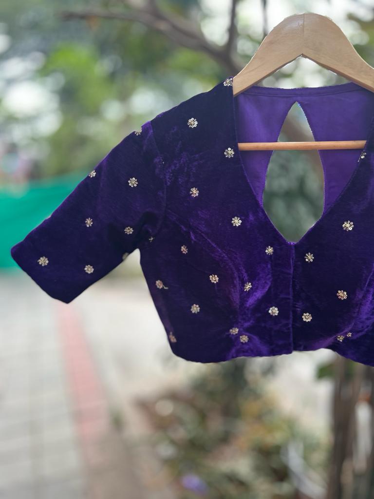 Purple velvet designer blouse