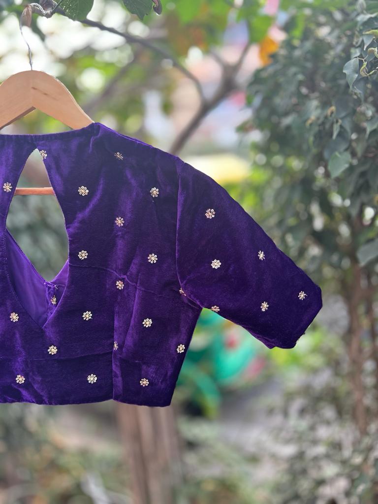 Purple velvet designer blouse