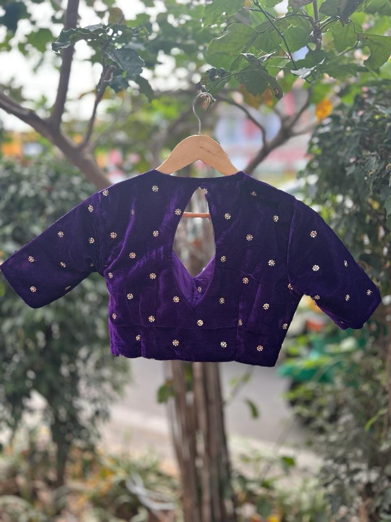 Purple velvet designer blouse