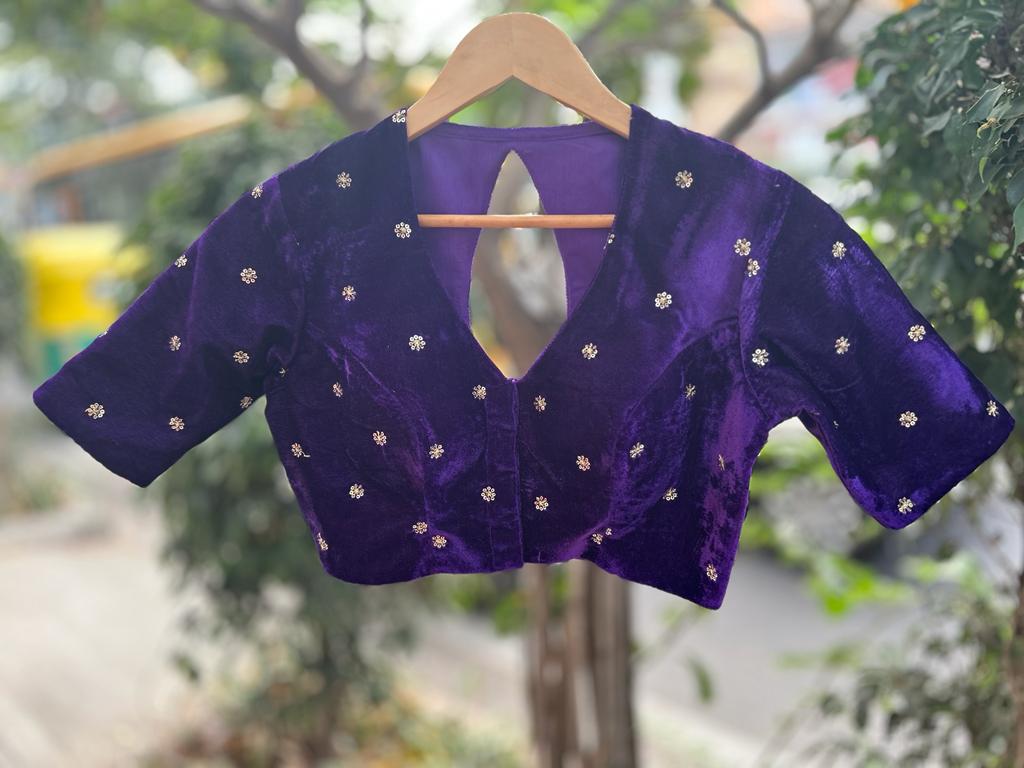 Purple velvet designer blouse