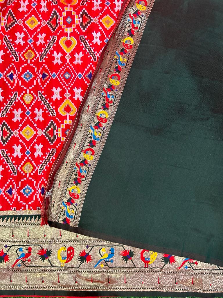Red copper border patola saree