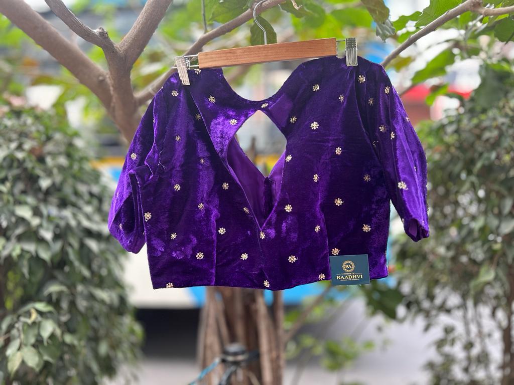 Purple velvet designer blouse