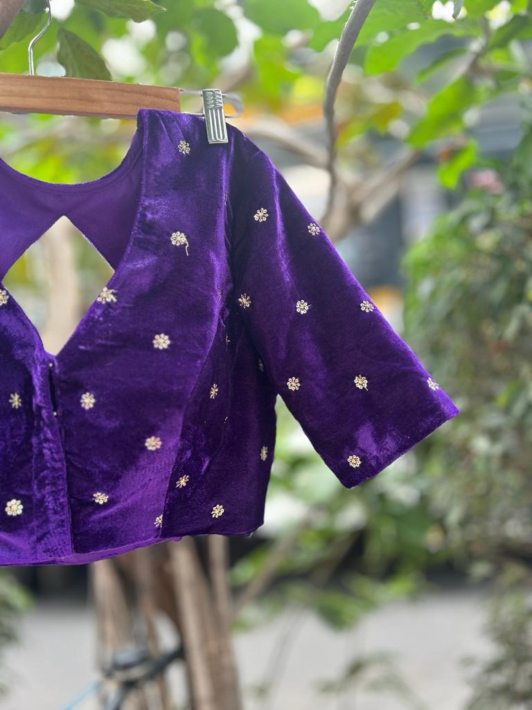 Purple velvet designer blouse
