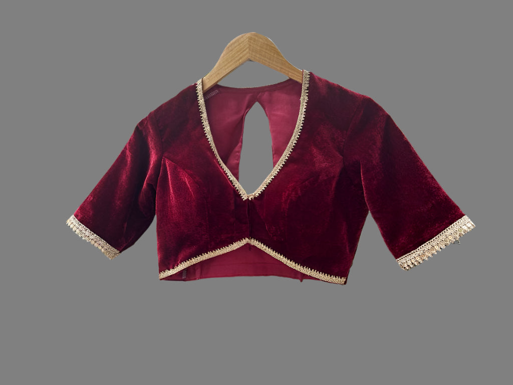 Maroon velvet designer blouse-01