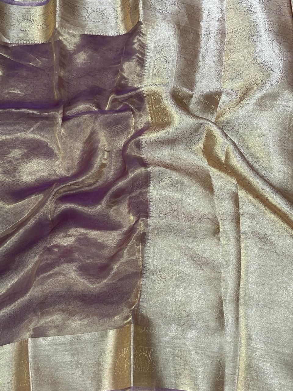Purple 01 plain pure tissue saree