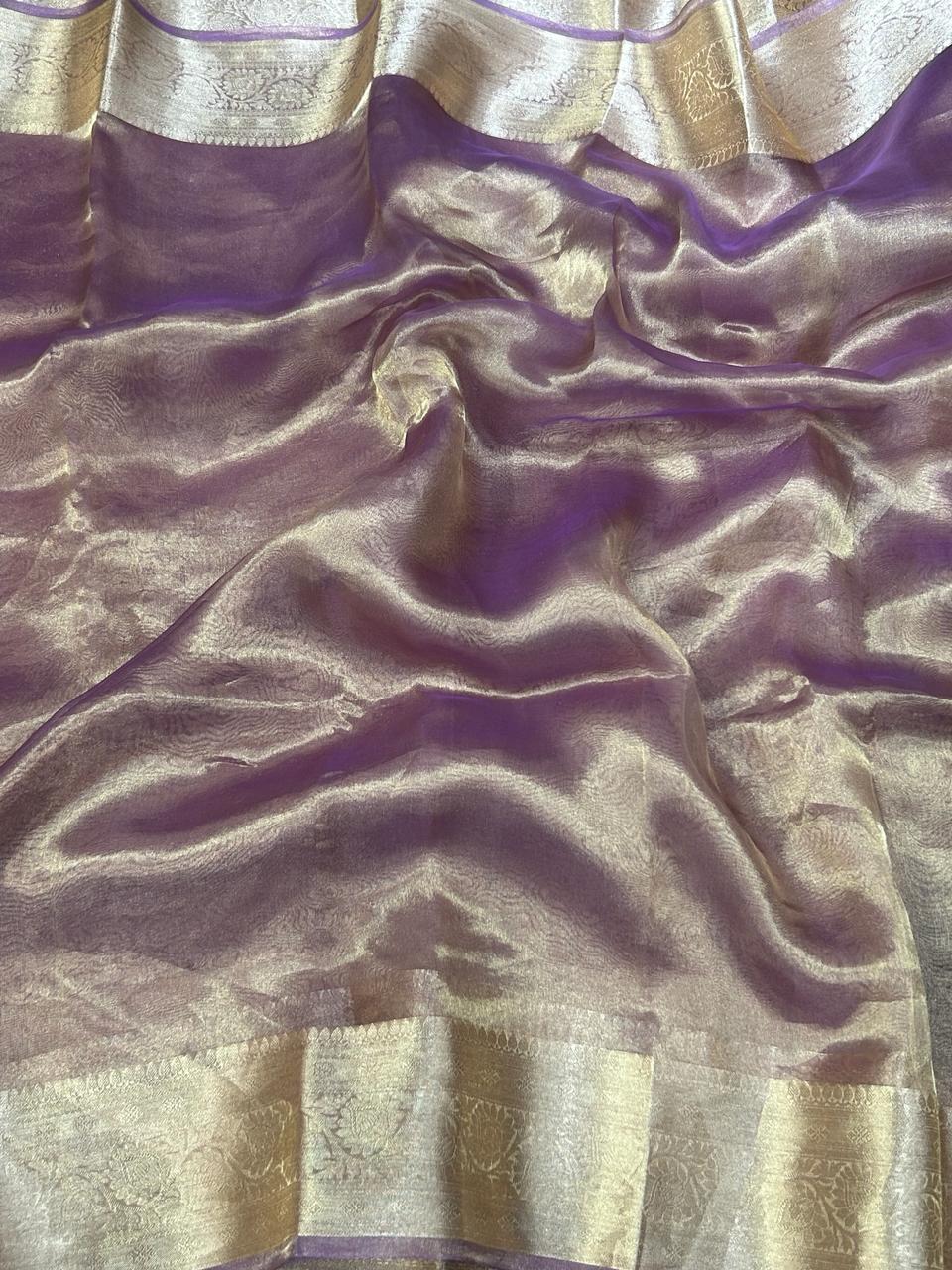 Purple 01 plain pure tissue saree
