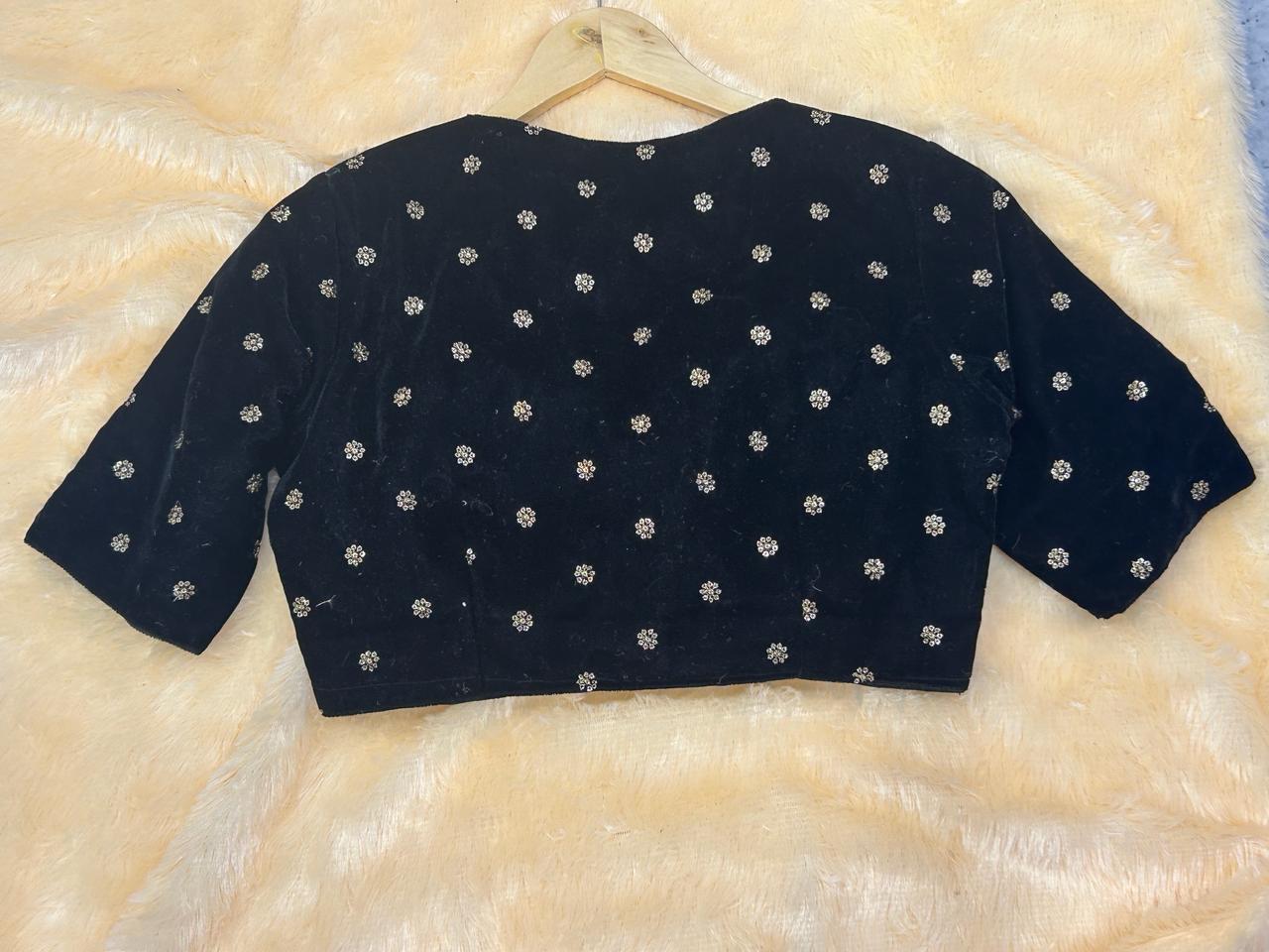 Black velvet designer blouse-01