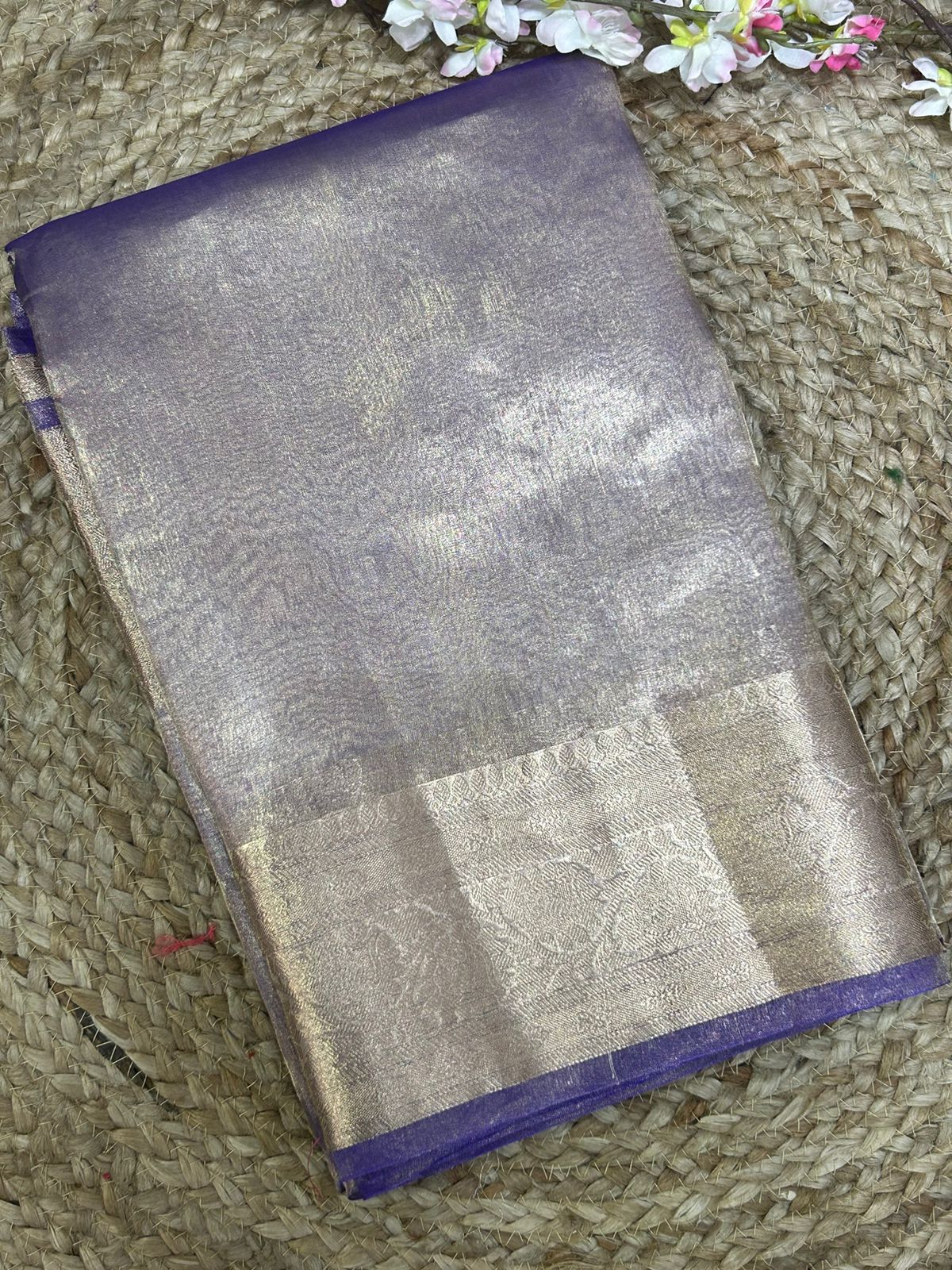 Violet 01 plain pure tissue saree