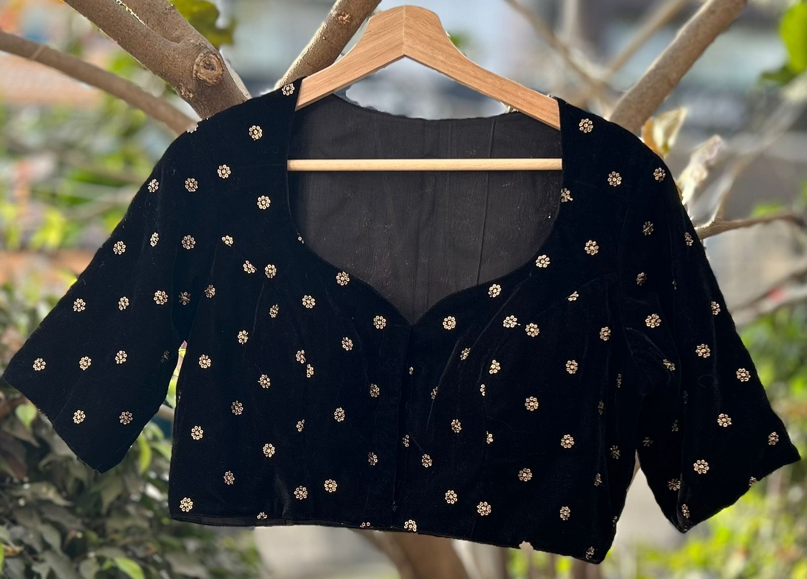 Black velvet designer blouse-01