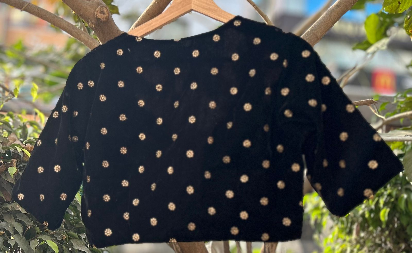 Black velvet designer blouse-01