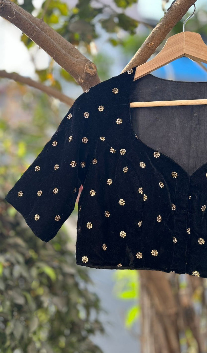 Black velvet designer blouse-01