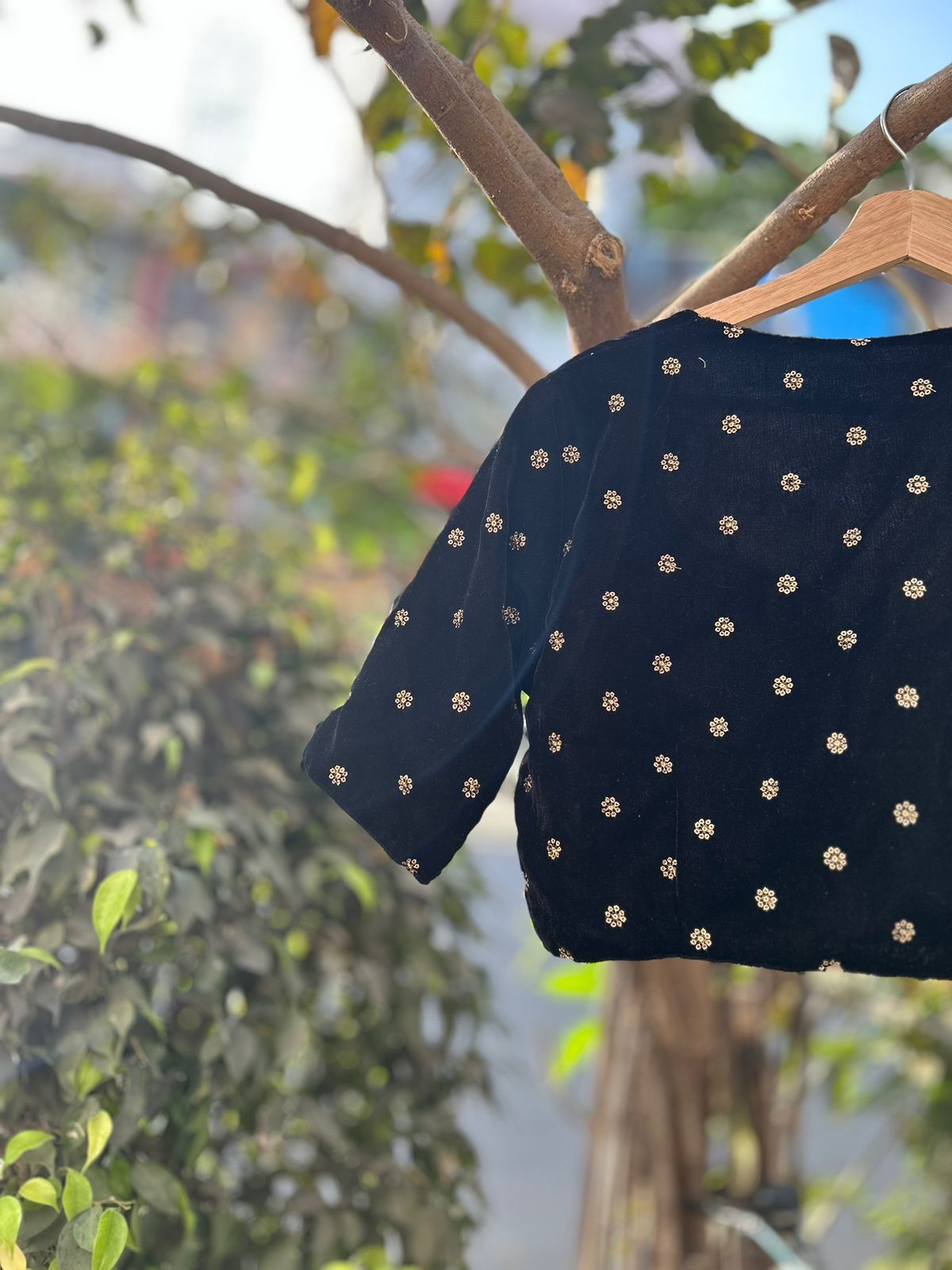 Black velvet designer blouse-01
