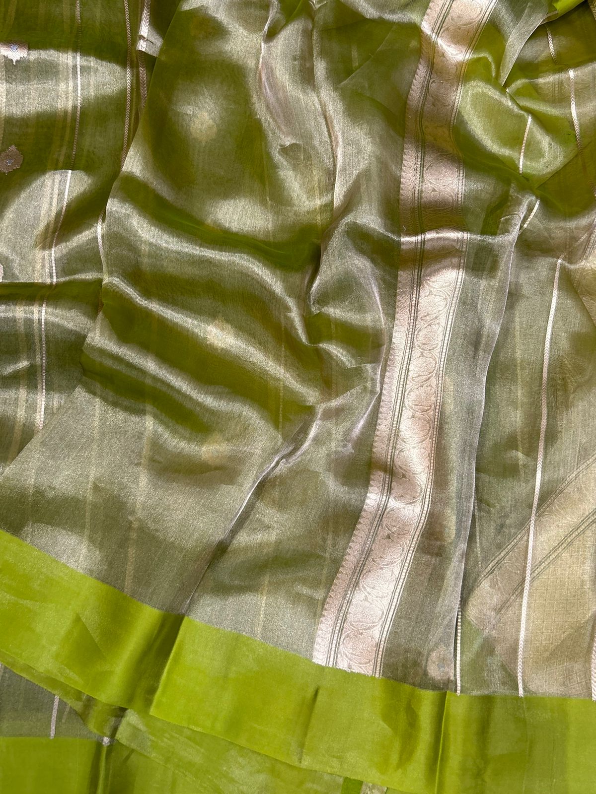 Lemon yellow pure tissue designer saree