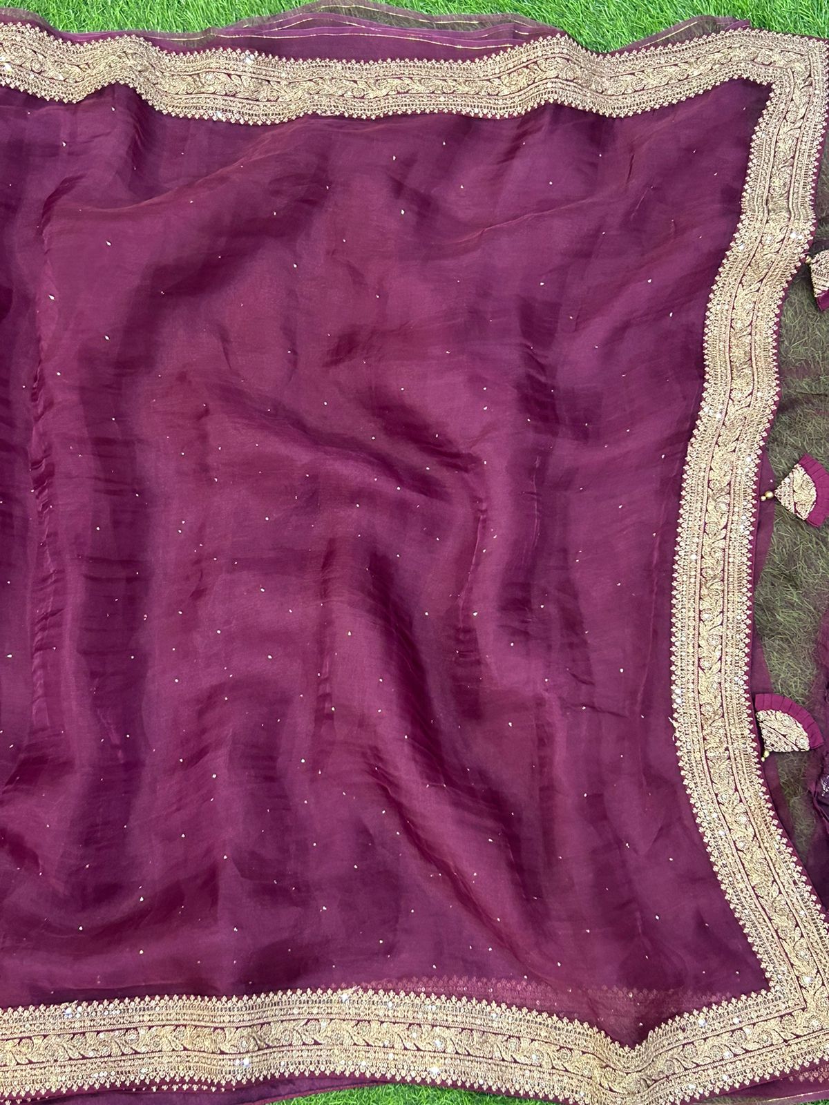 Wine sabyasachi inspired pure organza saree