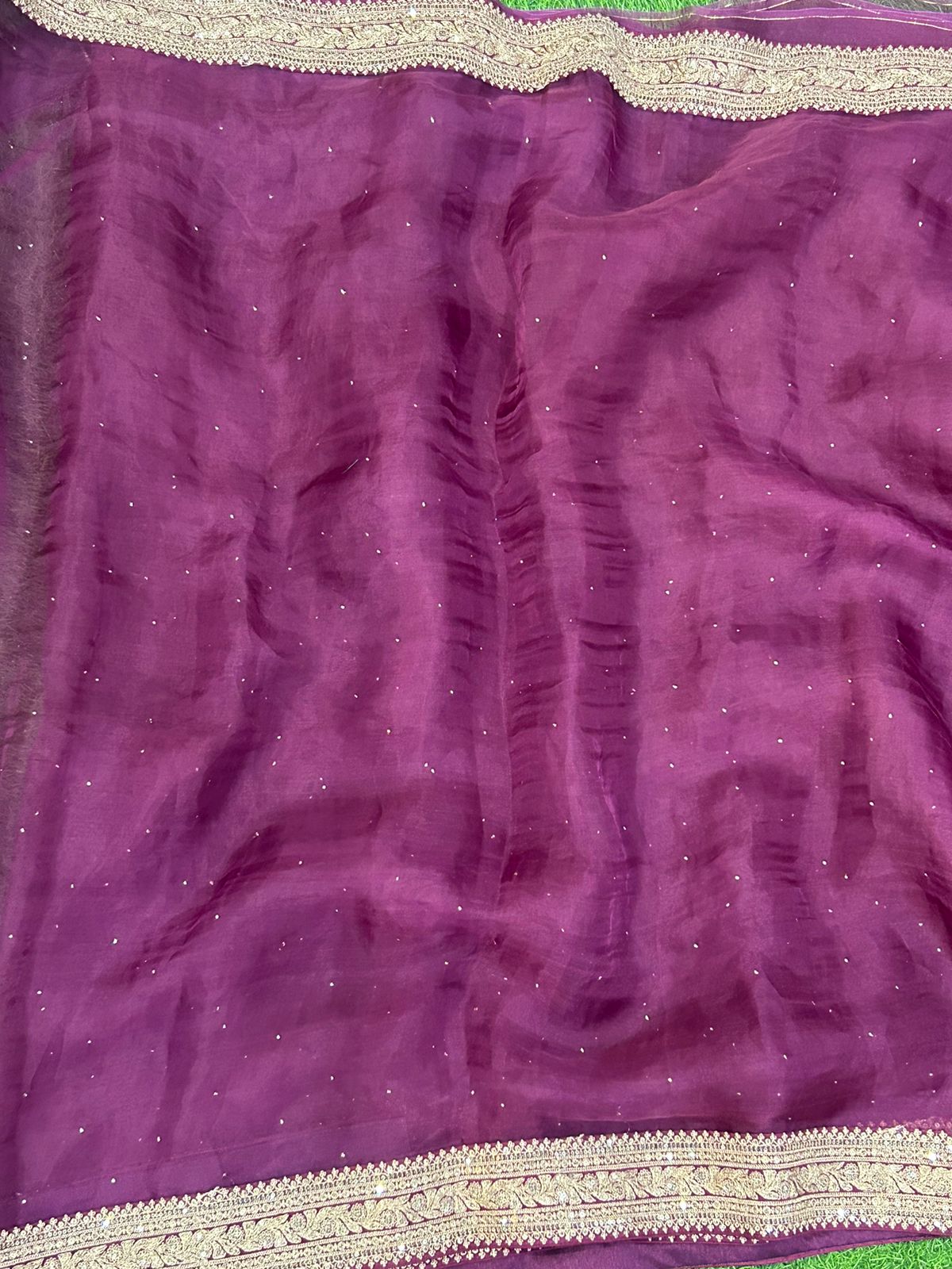 Wine sabyasachi inspired pure organza saree