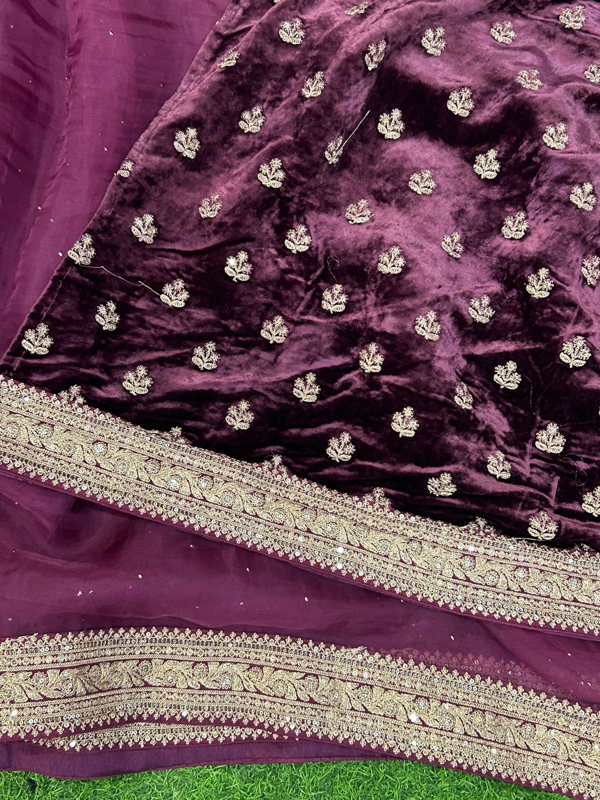 Wine sabyasachi inspired pure organza saree