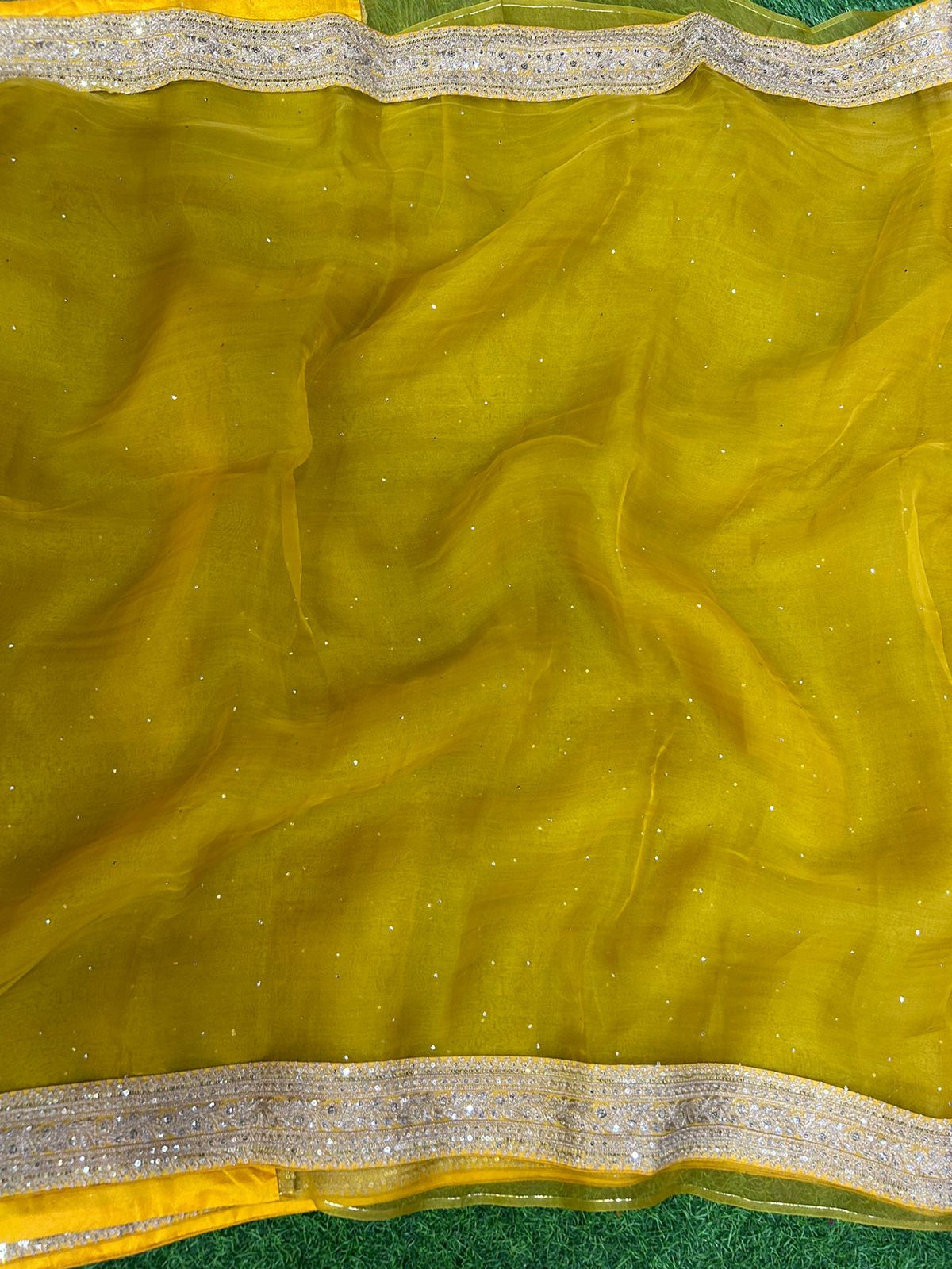 Yellow sabyasachi inspired pure organza saree