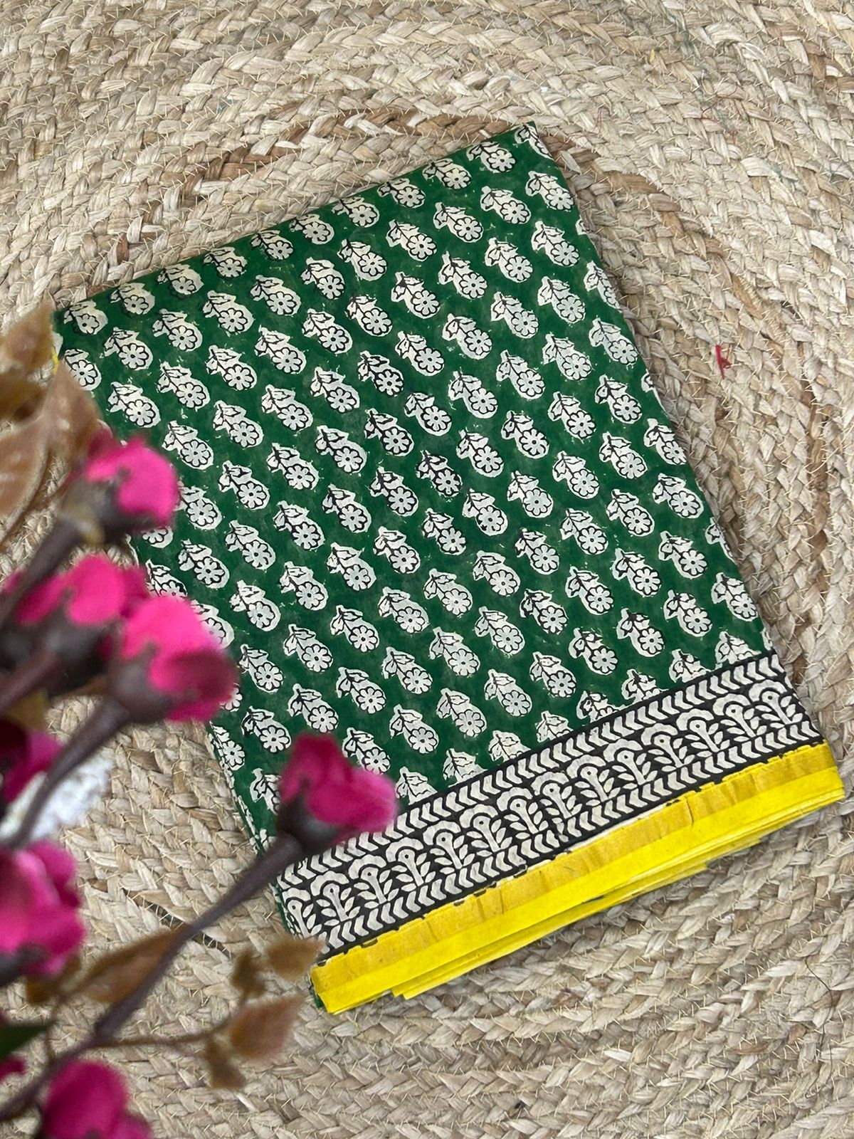 Green pure maheshwari silk cotton saree