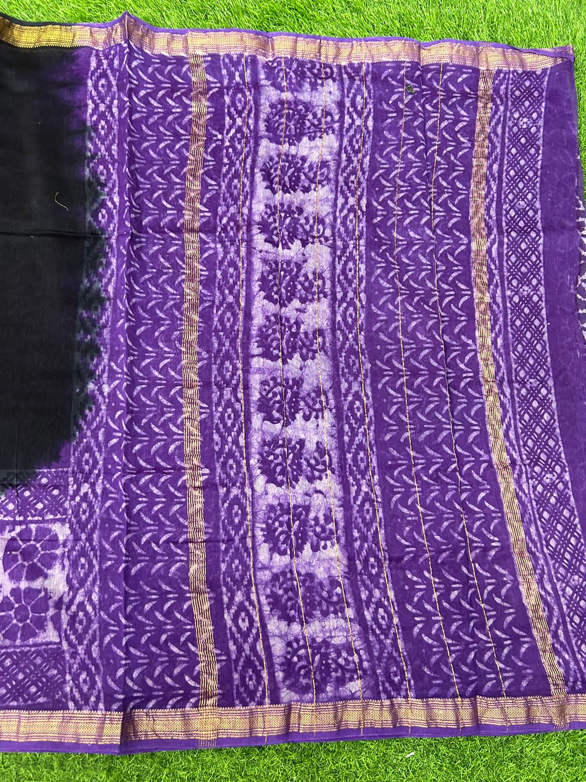 Black n lavender pure maheshwari silk cotton saree