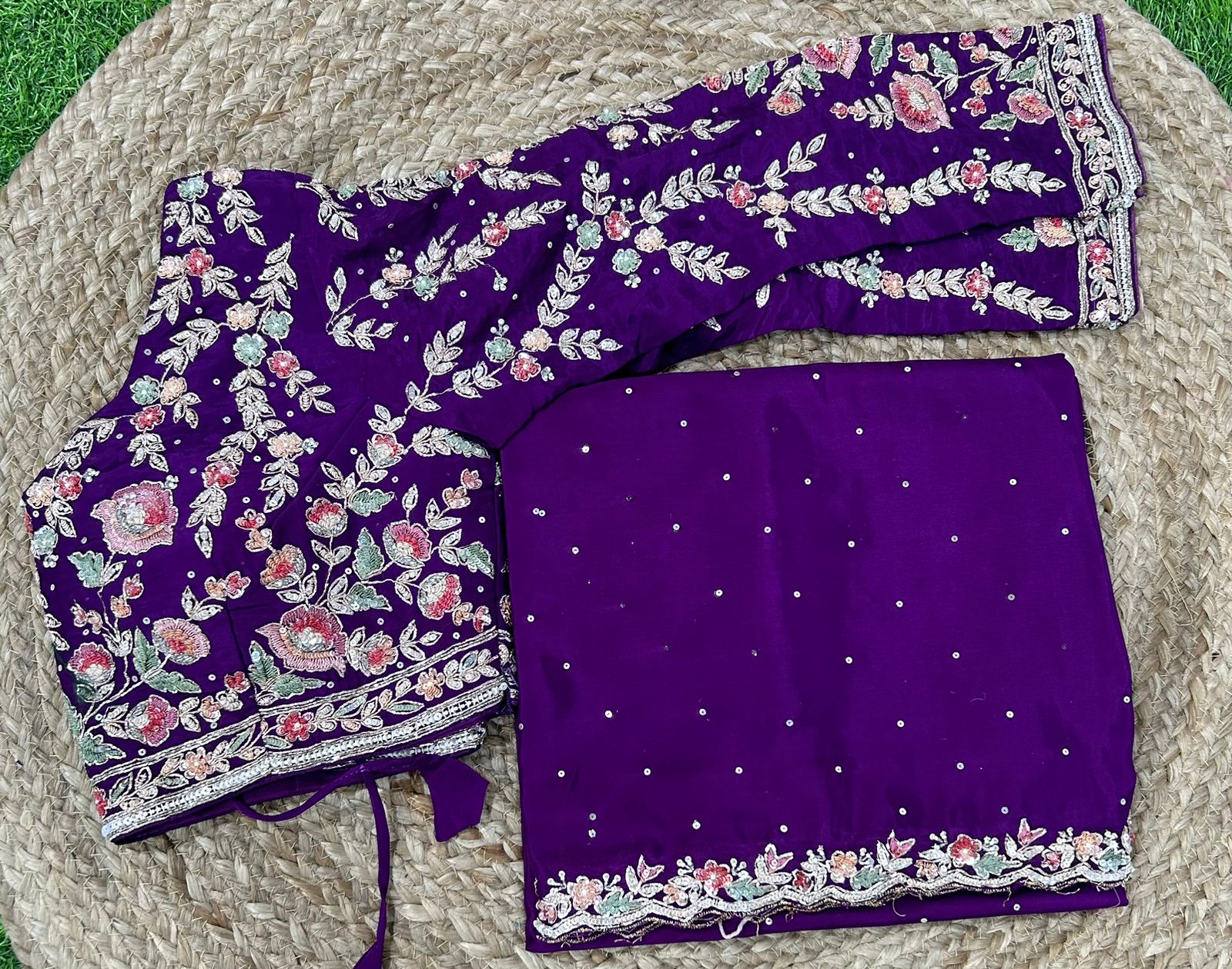 Wine purple full sleeves hand work designer party wear saree RR