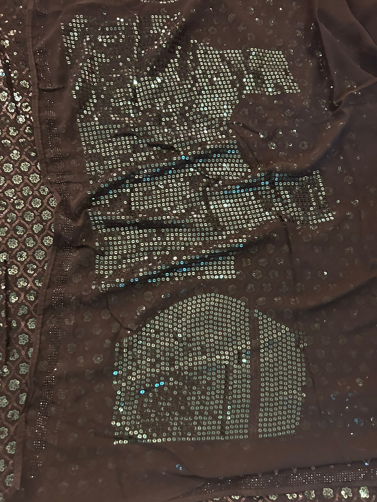 Black sequins work with stone work border party wear saree