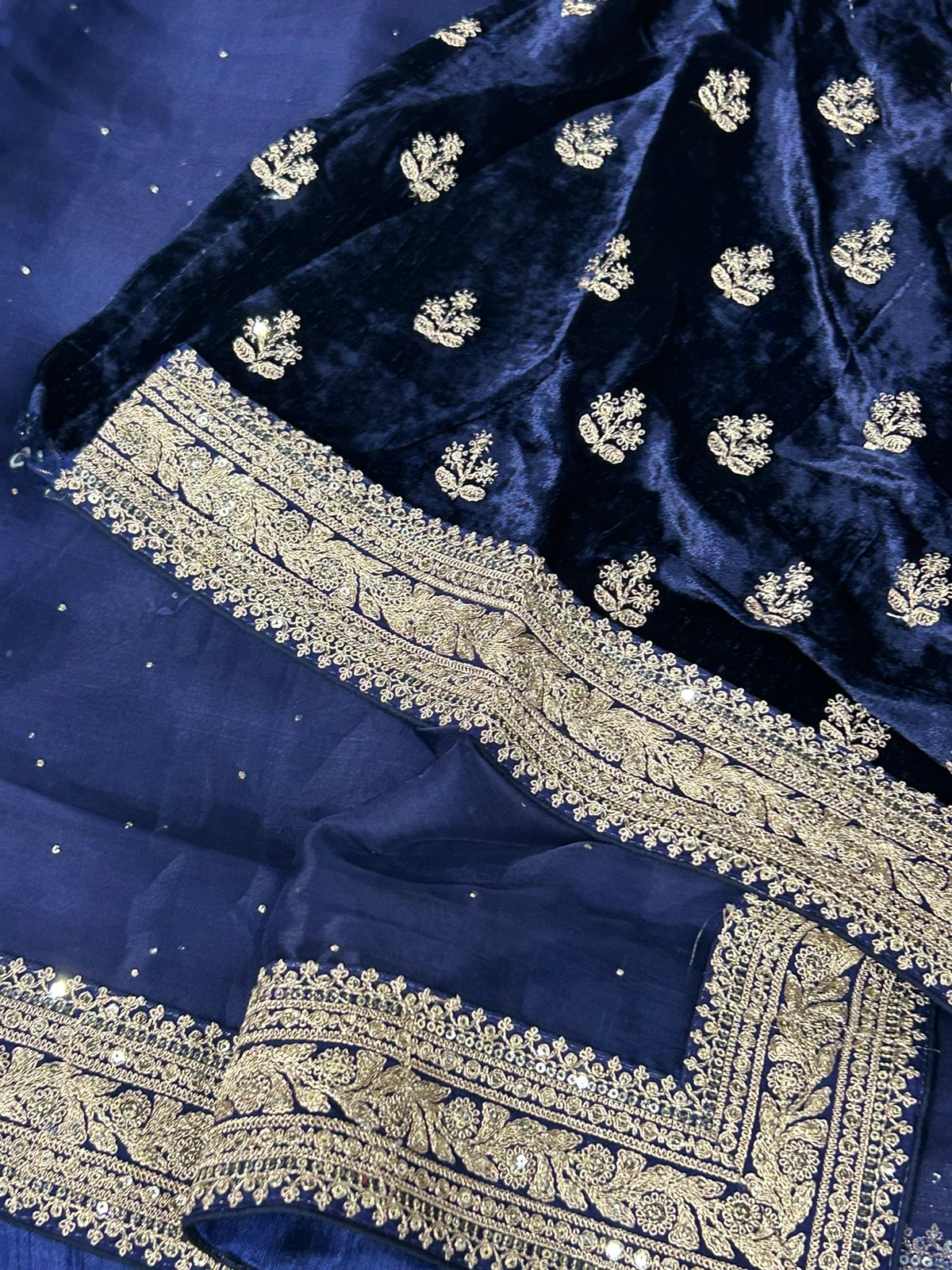 Navy blue sabyasachi inspired pure organza saree