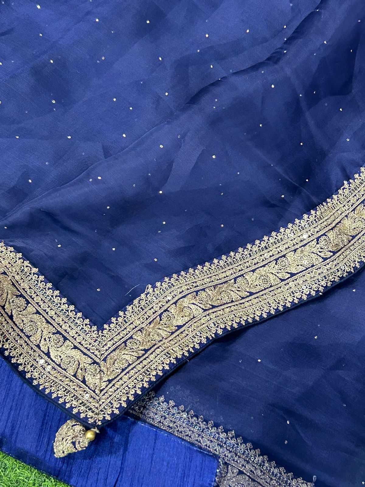 Navy blue sabyasachi inspired pure organza saree