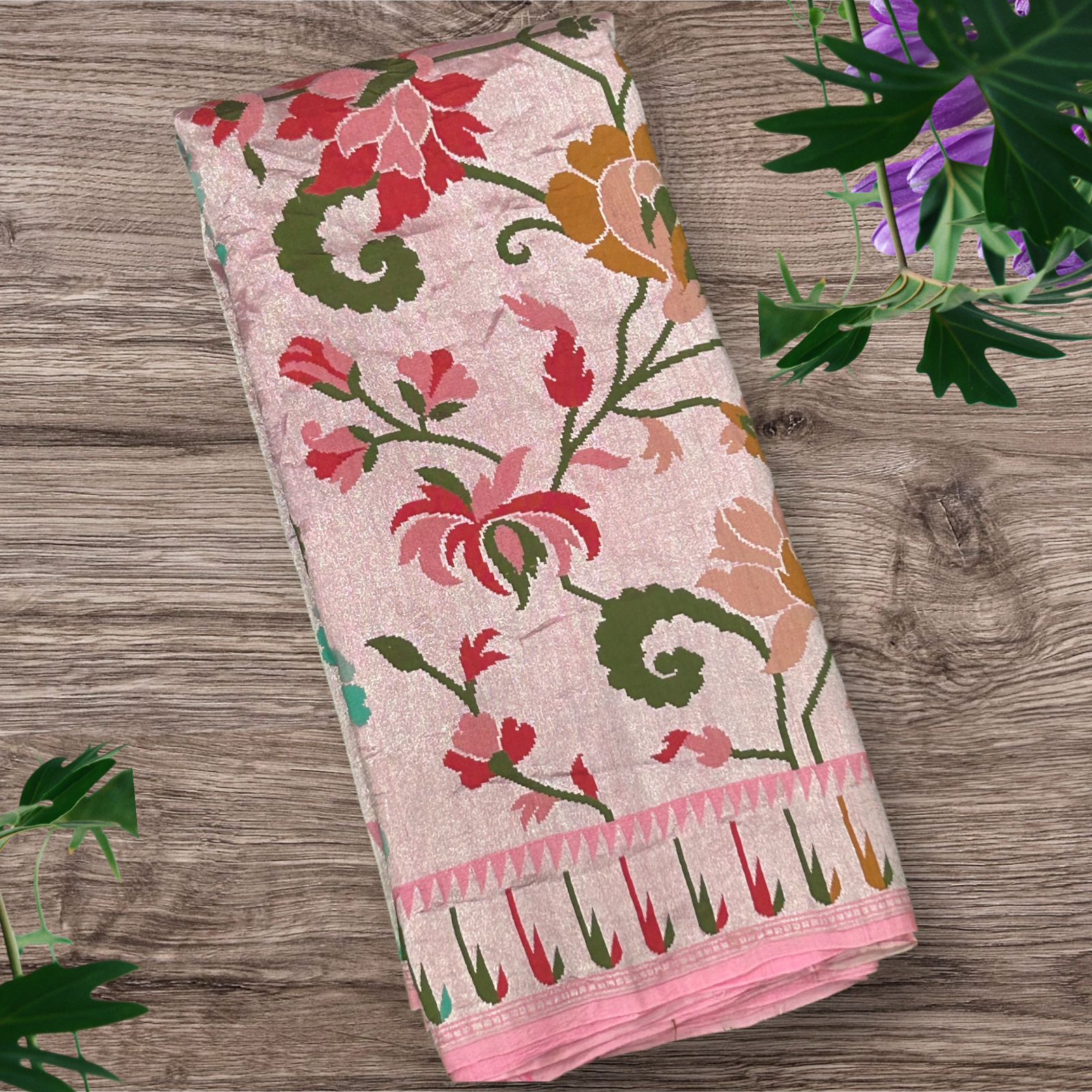 Pink paithani border pure tussar georgette-09 saree