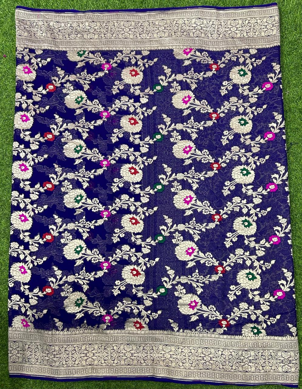 Purple meena pure georgette benarasi saree