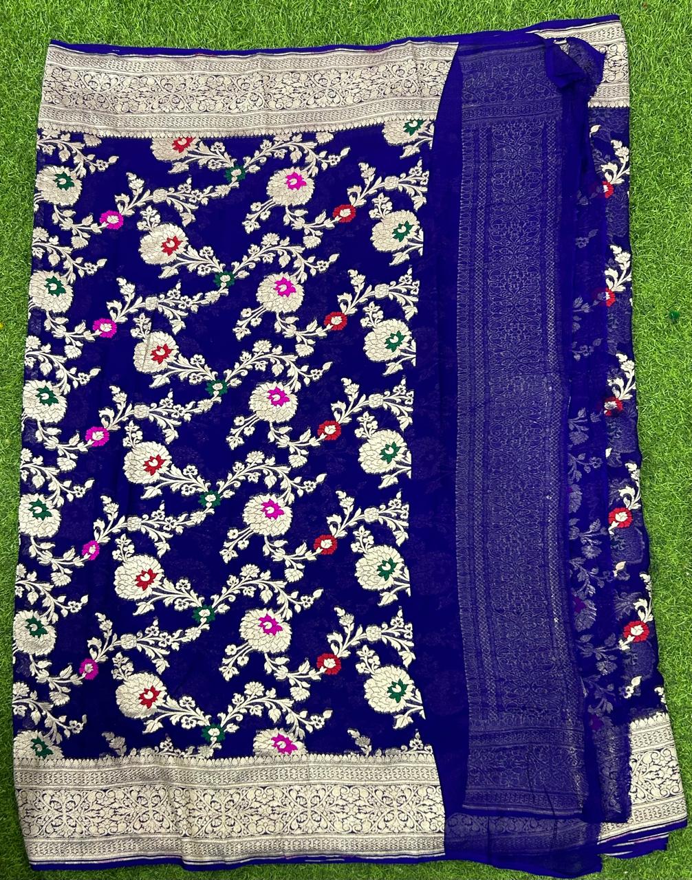 Purple meena pure georgette benarasi saree