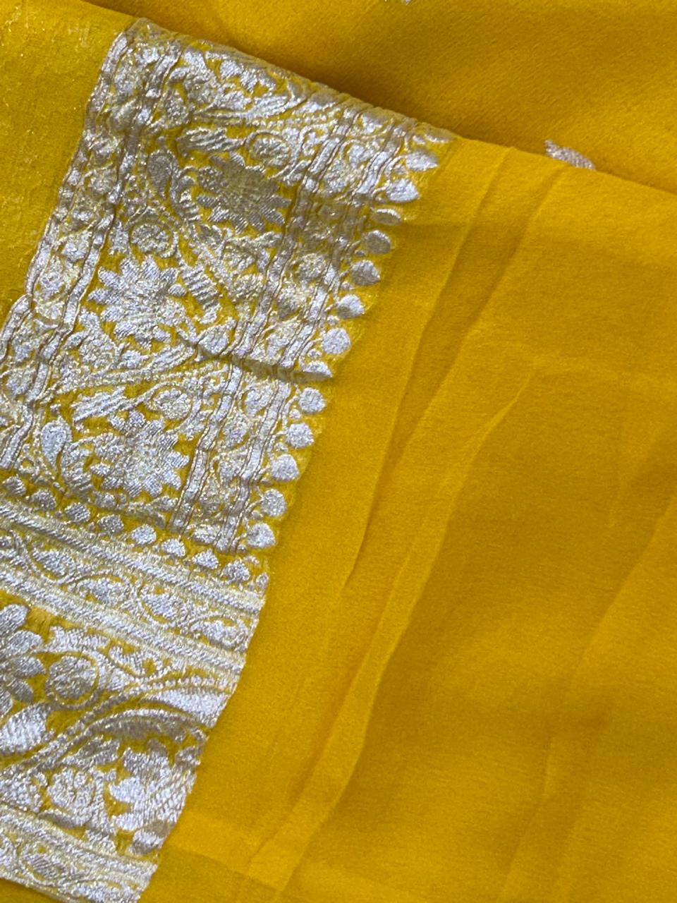 Yellow 05 benarasi pure khadi chiffon