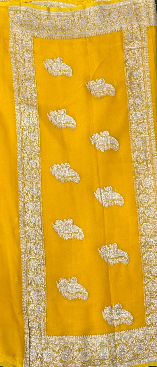Yellow 05 benarasi pure khadi chiffon