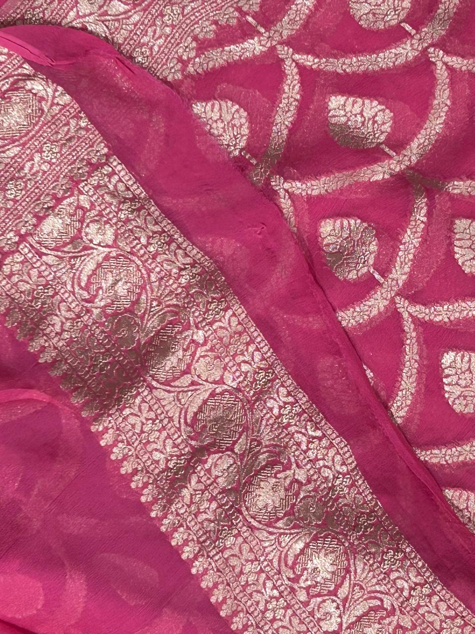 pink pure georgette benarasi saree