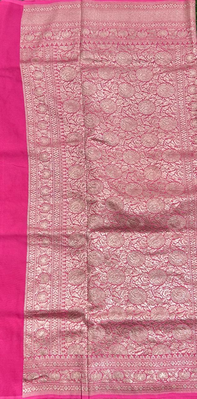 pink pure georgette benarasi saree