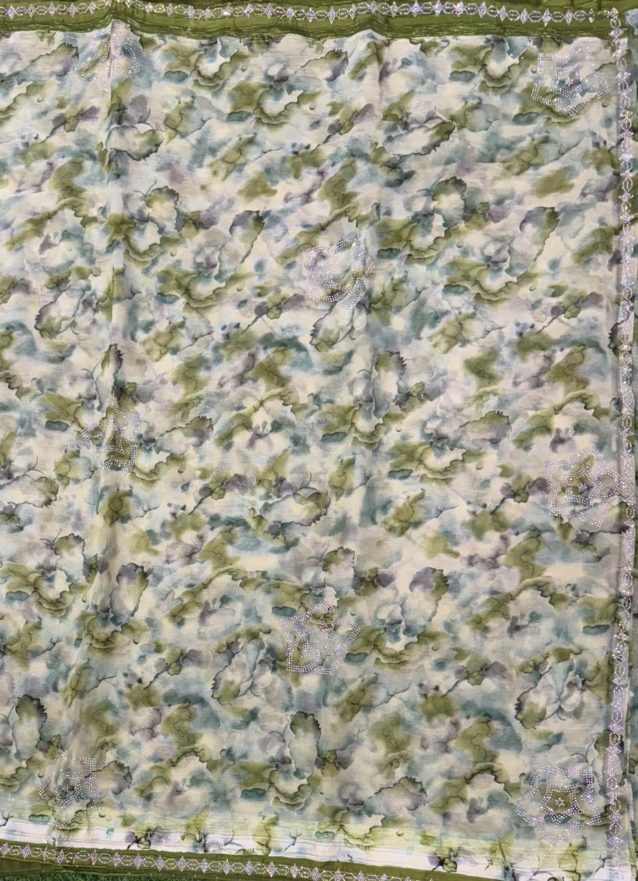 Light Green stone work party wear saree