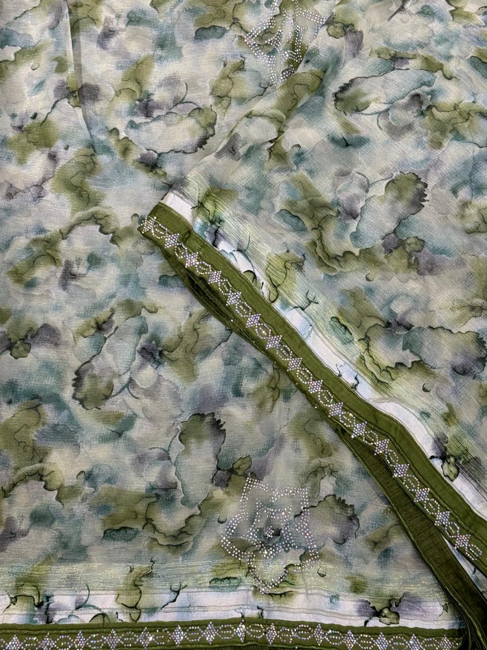 Light Green stone work party wear saree