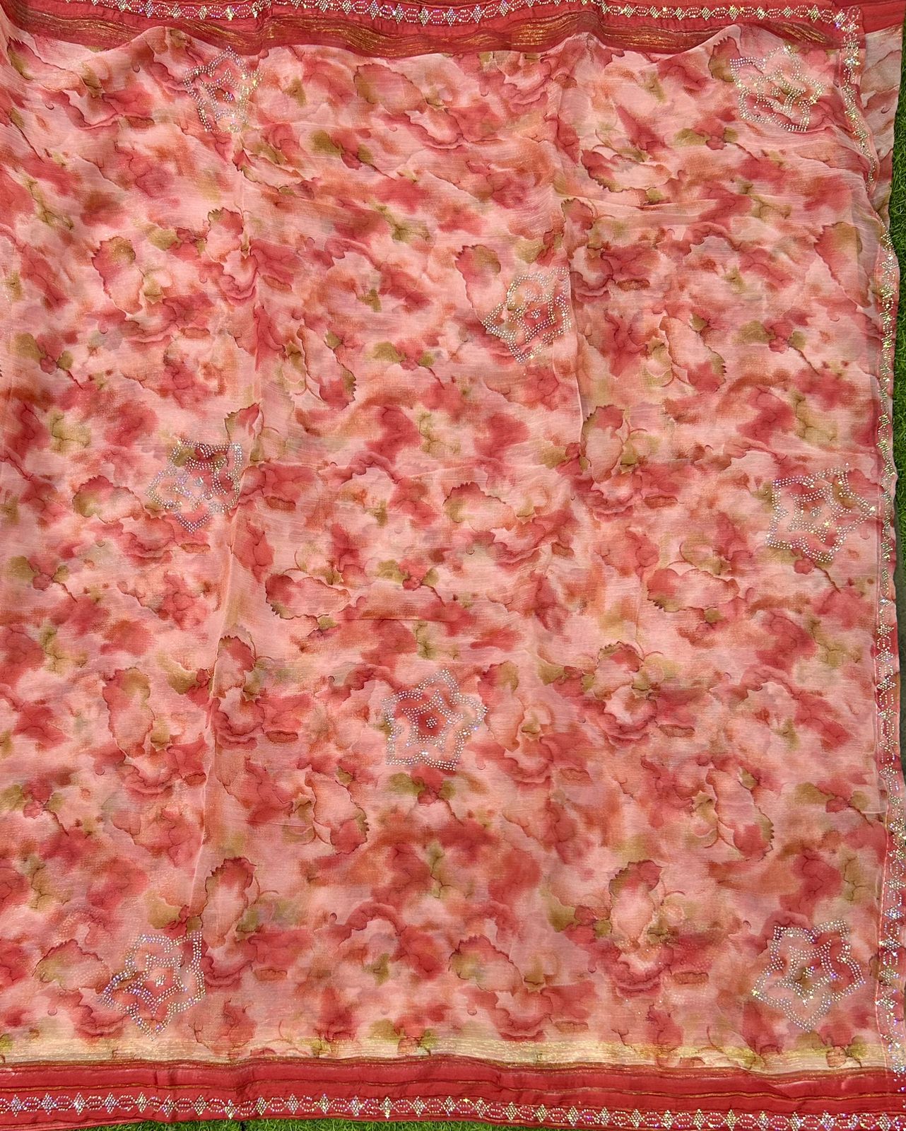 Baby Pink stone work party wear saree