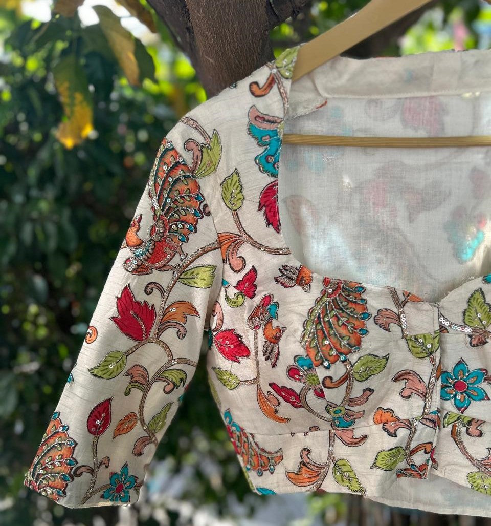 Cream-01 kalamkari blouse