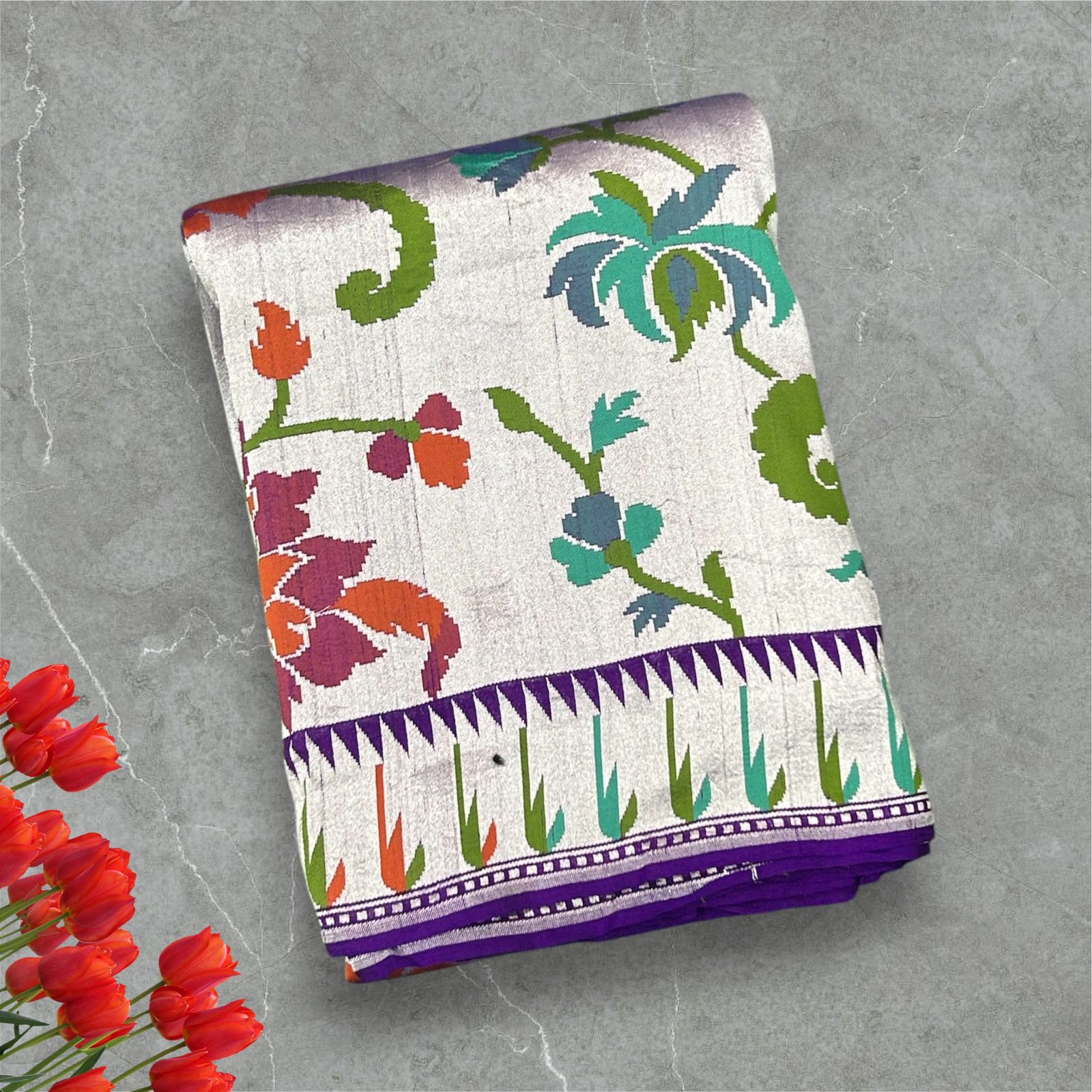 Purple  pure paitani tussar georgette-09 saree