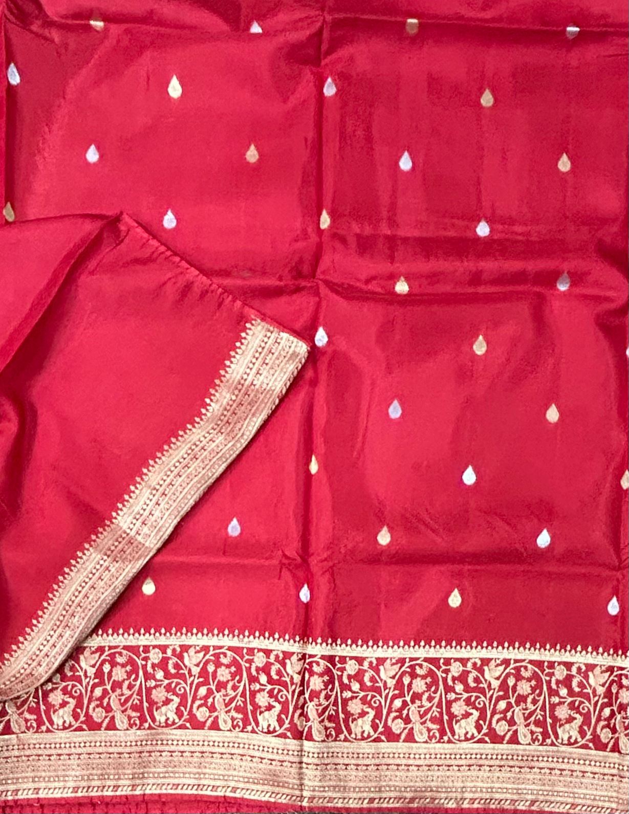 Red satin new designer silk saree 02