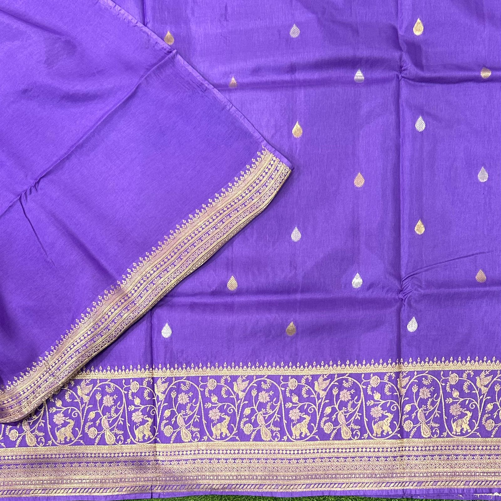 Lavender satin new designer silk saree 02