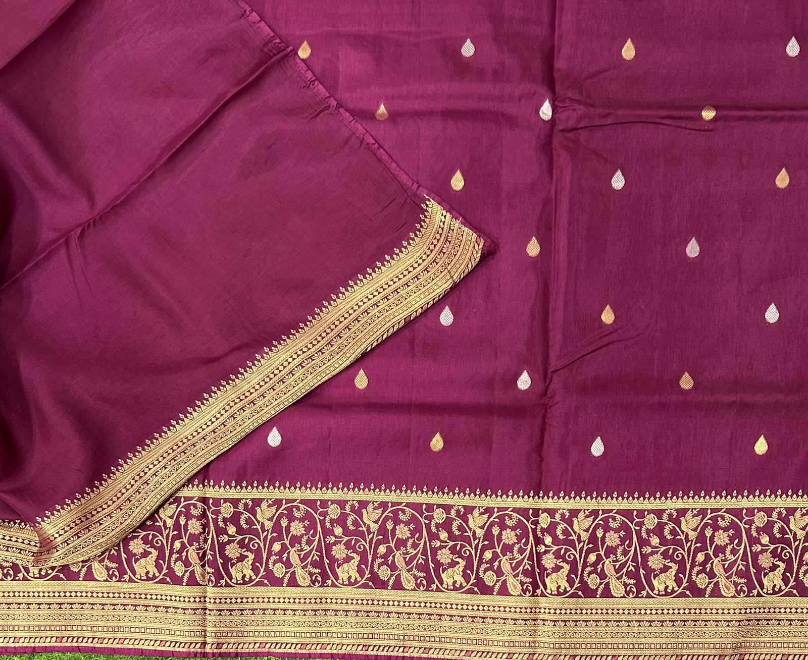 Wine satin new designer silk saree 02