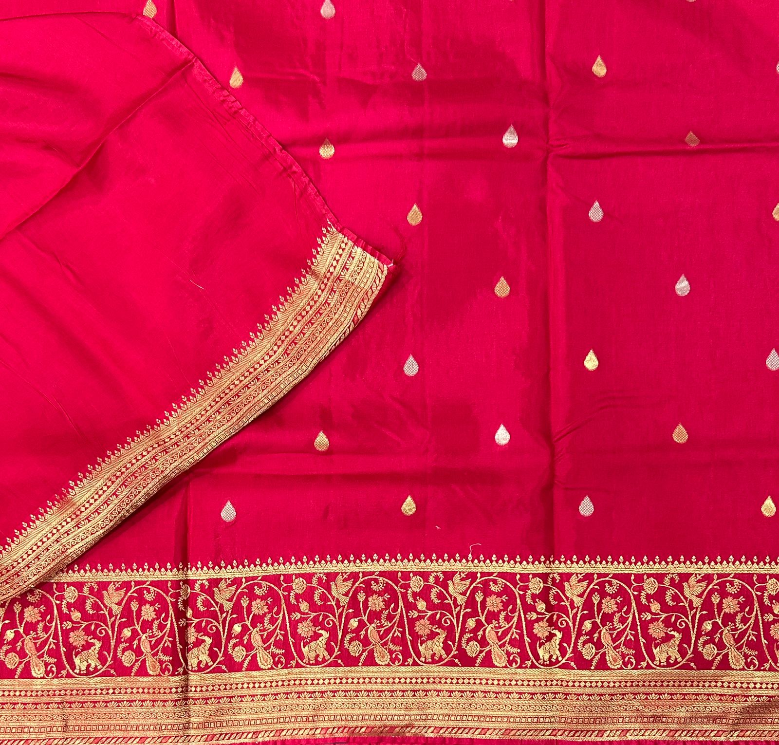 Pink satin new designer silk saree 02