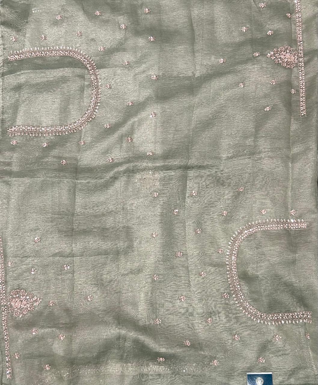 Green crush stone work party wear saree